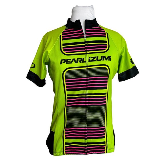 Pearl Izumi Elite Womens Cycling Bike Jersey Size Large Full Zip Green Pink New - Picture 1 of 11